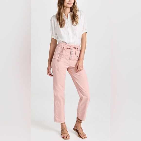 Veronica Beard Rinley Straight Ankle Jeans Pants Women’s 29 Belted Pink Preppy - Picture 4 of 13